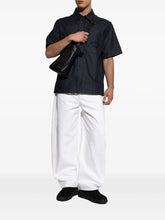 herringbone pattern embroidered shirt